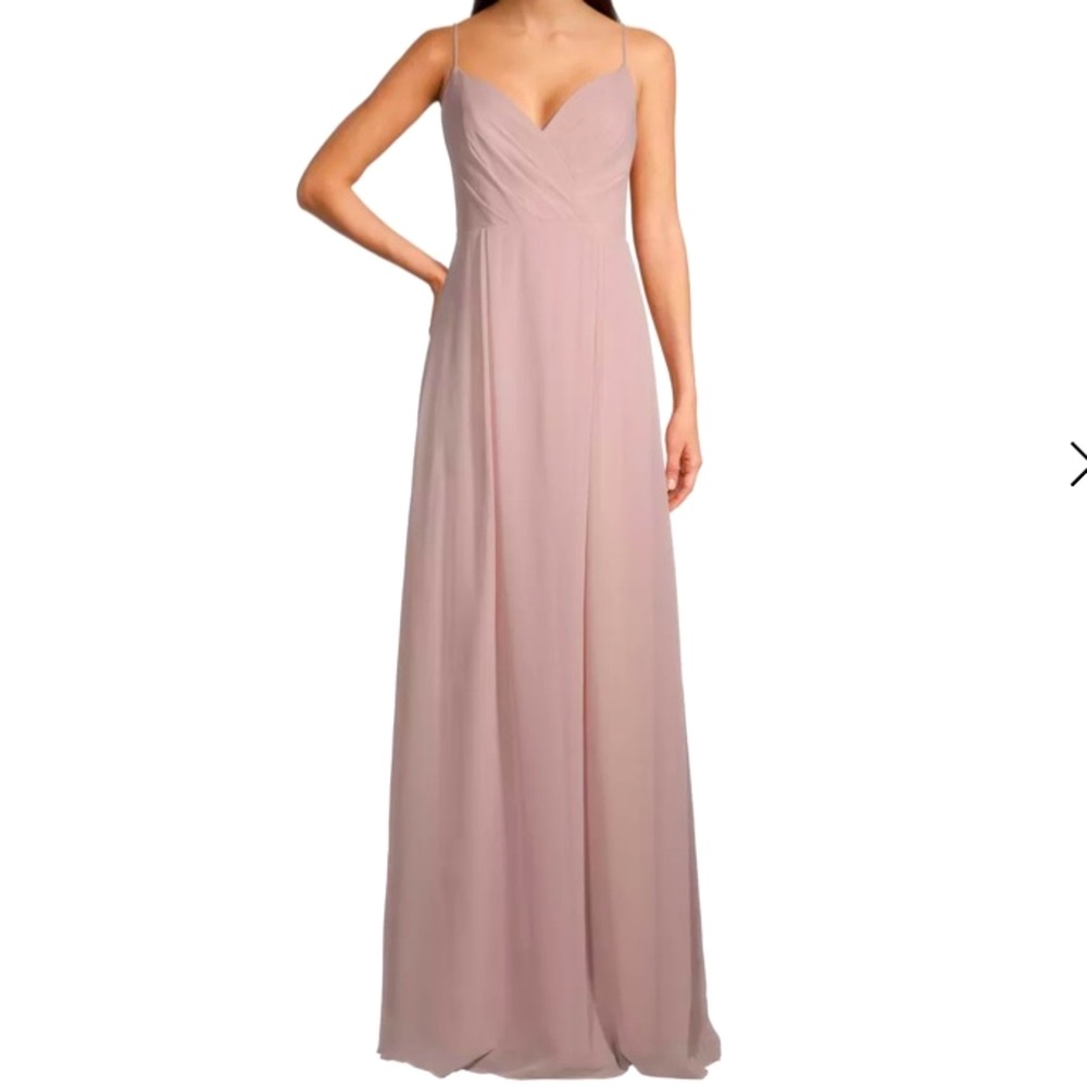 Bill Levkoff Frost Rose Chiffon V-back A-line Bridesmaid Dress
